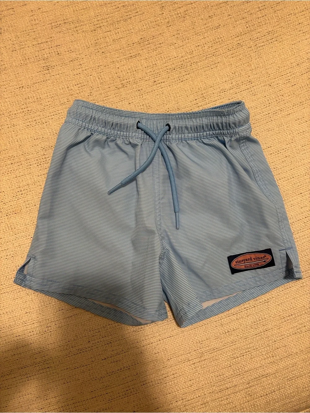 Vineyard Vines Boys Light Blue Micro-Stripe Swim Trunks